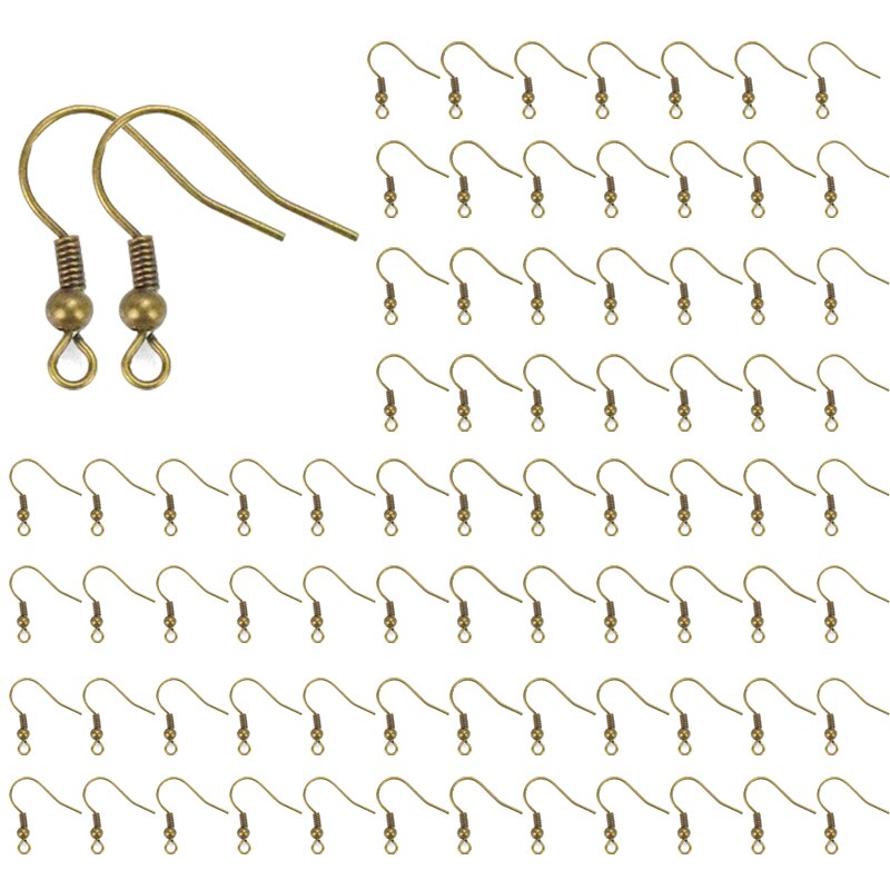 100pcs Eardrop Earring Clasps Fish Dangler Hook DIY Earring Base Findings For Jewelry Making Supplies Ear Wire: bronze