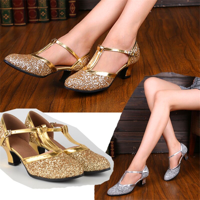Kvinna gyllene silver skor kvinnor höga klackar för latin dans och ballroom jazz dans skor för kvinnliga zapatos plateados mujer