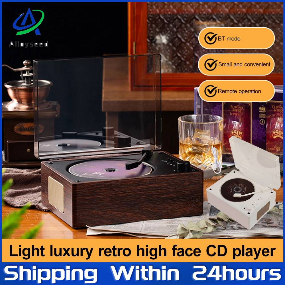 Retro CD Player Rechargeable Wireless Bluetooth 5.0 Speaker Portable Home Music Player USB 3.5mm AUX Desktop CD Player for Home