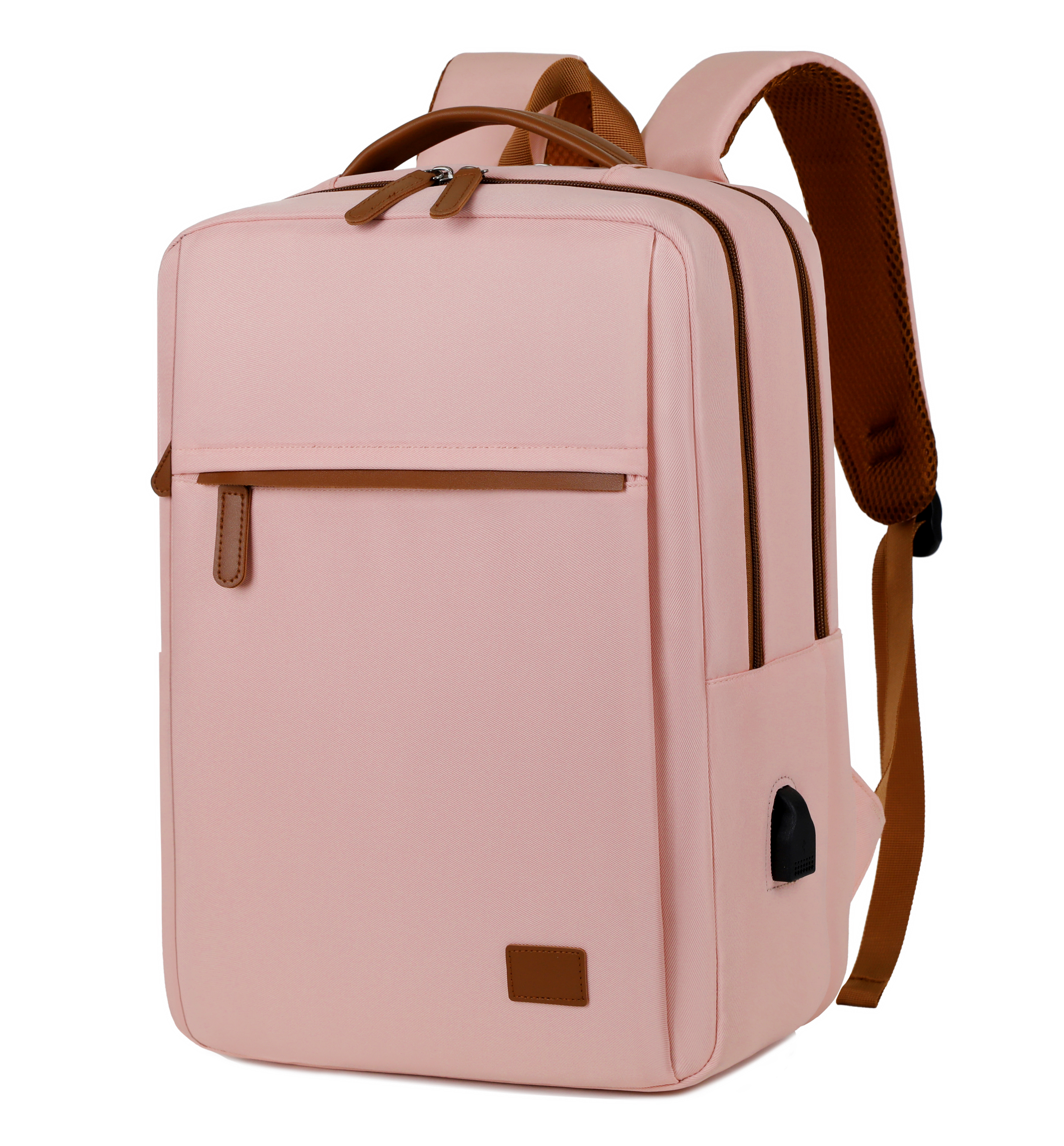 Business rygsæk til mænd og kvinder trendy 15.6- tommer laptop rygsæk blå beige studenter skoletaske internatrygsæk herre: 16 inches / Lyserød