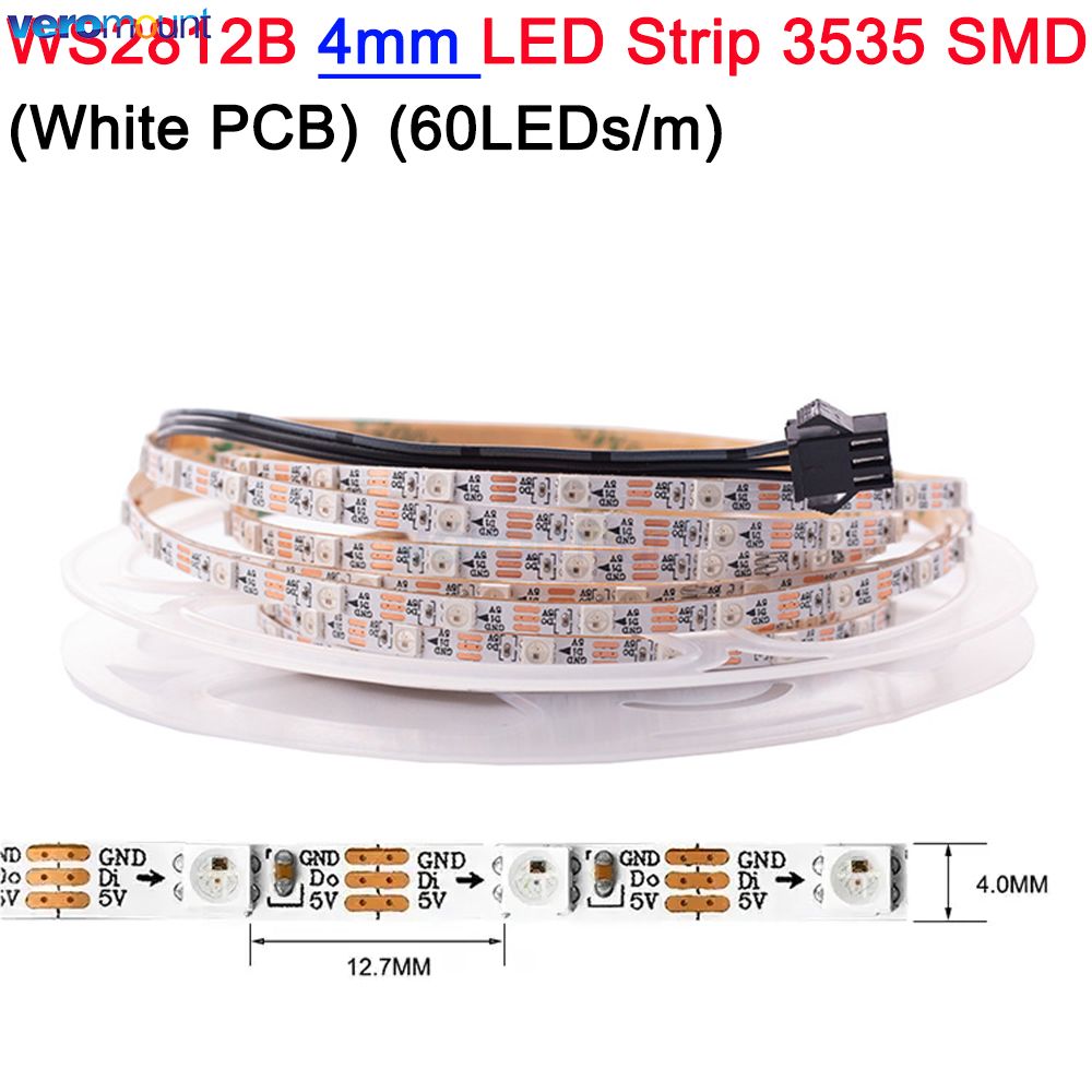3mm 4mm 5mm Super Slim Narrow Width PCB WS2812B Pixel LED Strip Individually Addressable RGB Pixel Strip IP20 DC 5V 60leds/m 1m: Emitting Color3 / 2m