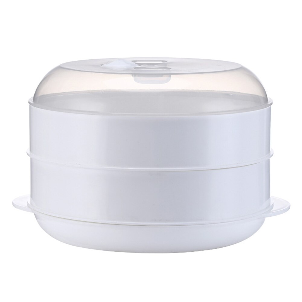 Vaporera para microondas sin BPA, cestas para cocinar al vapor, verduras, pescado, mariscos, redonda, vaporera de un solo/doble nivel: Double Tier