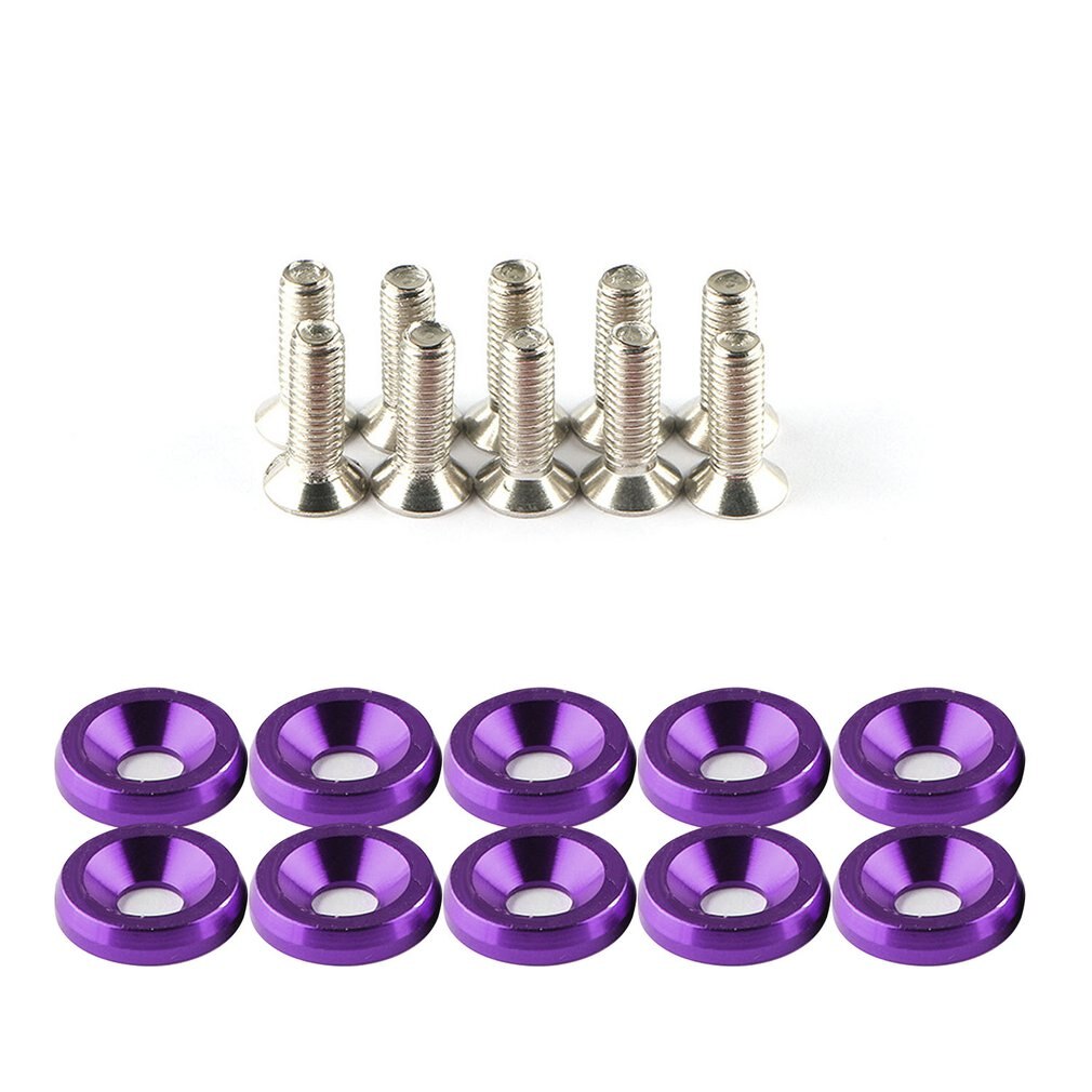 20 Pcs Fender Bumper Washer Bolt Stainless Steel M6x20mm CNC Billet Aluminum Fender Washer Engine Bay Dress Up Kit: Purple