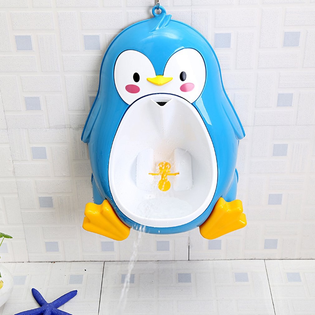 Bébé Pot toilettes Potties mignon pingouin Pot mural urinoirs Portable formation garçon enfants toilette étanche enfants Pot brosse