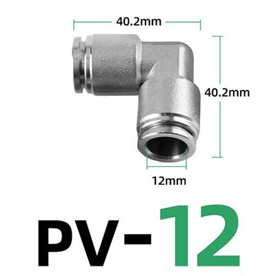 PV304 stainless steel metal pneumatic connector 4 6mm 8mm 10mm 12mm elbow 90 degree push-in quick connector release air fitting: PV-12