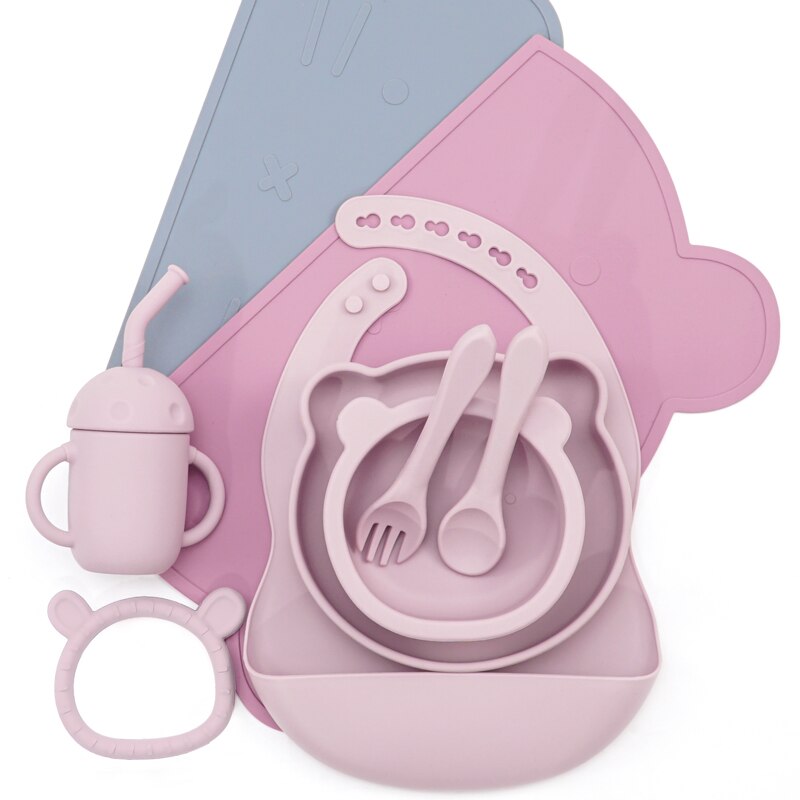 Tasse à champignon en Silicone pour enfants, avec paille, à Double poignée, isolation thermique, en Silicone souple, facile à nettoyer