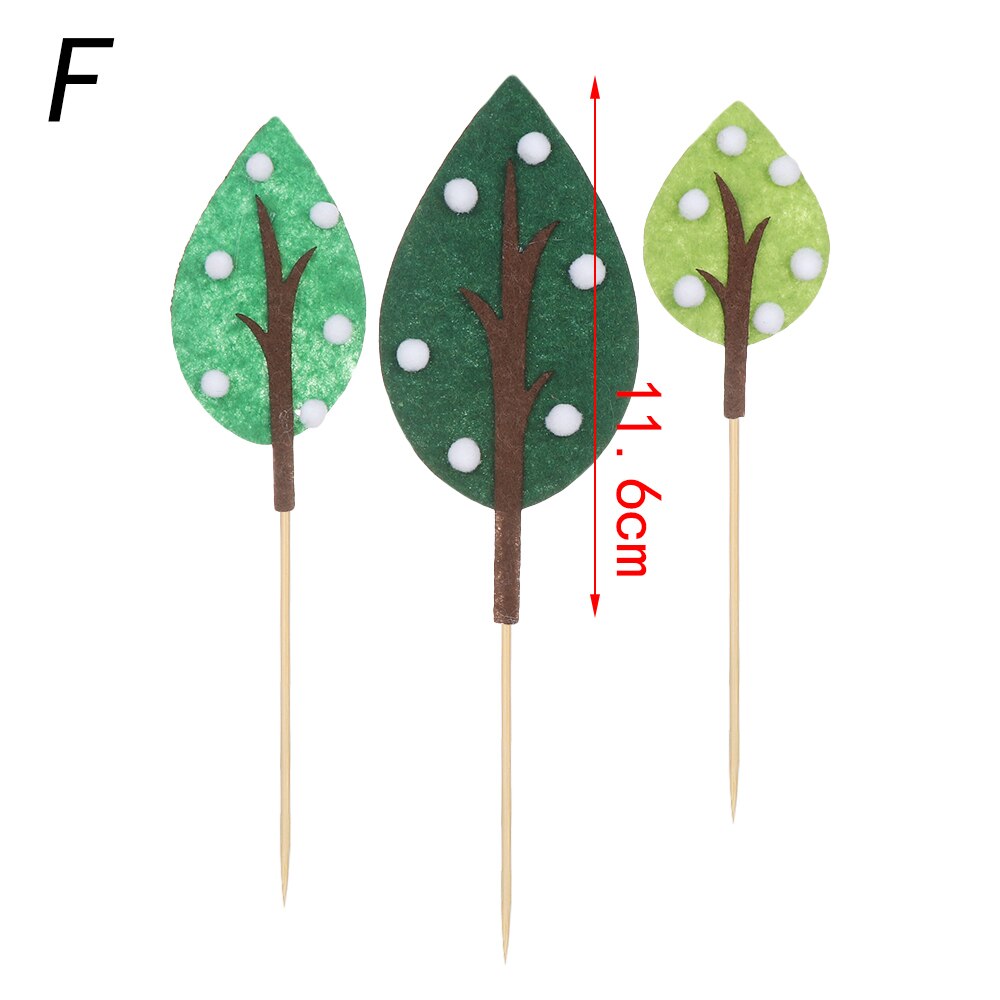 1PC Cartoon Animal Forest Trees Cake Toppers Soft Pottery Picks Cute Safari Jungle Animal DIY Craft Birthday Cake Decor: F