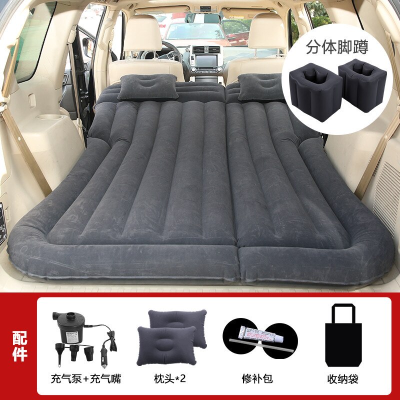 Colchón de aire inflable Universal para SUV, alfombrilla de viaje para dormir al aire libre, esterilla de acampada, almohadilla de escape trasera para niño, asiento trasero de coche: Type 2 Black