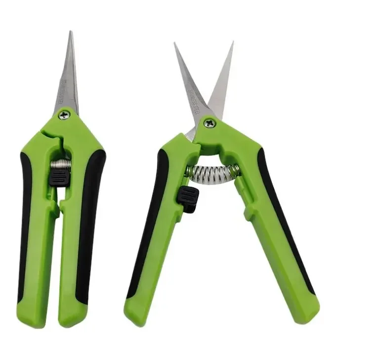 Tijeras de jardinería de 6,5 pulgadas, podadora manual, tijeras de podar, tijeras de recorte con codo recto, cuchillas de acero inoxidable para plantas: Oro
