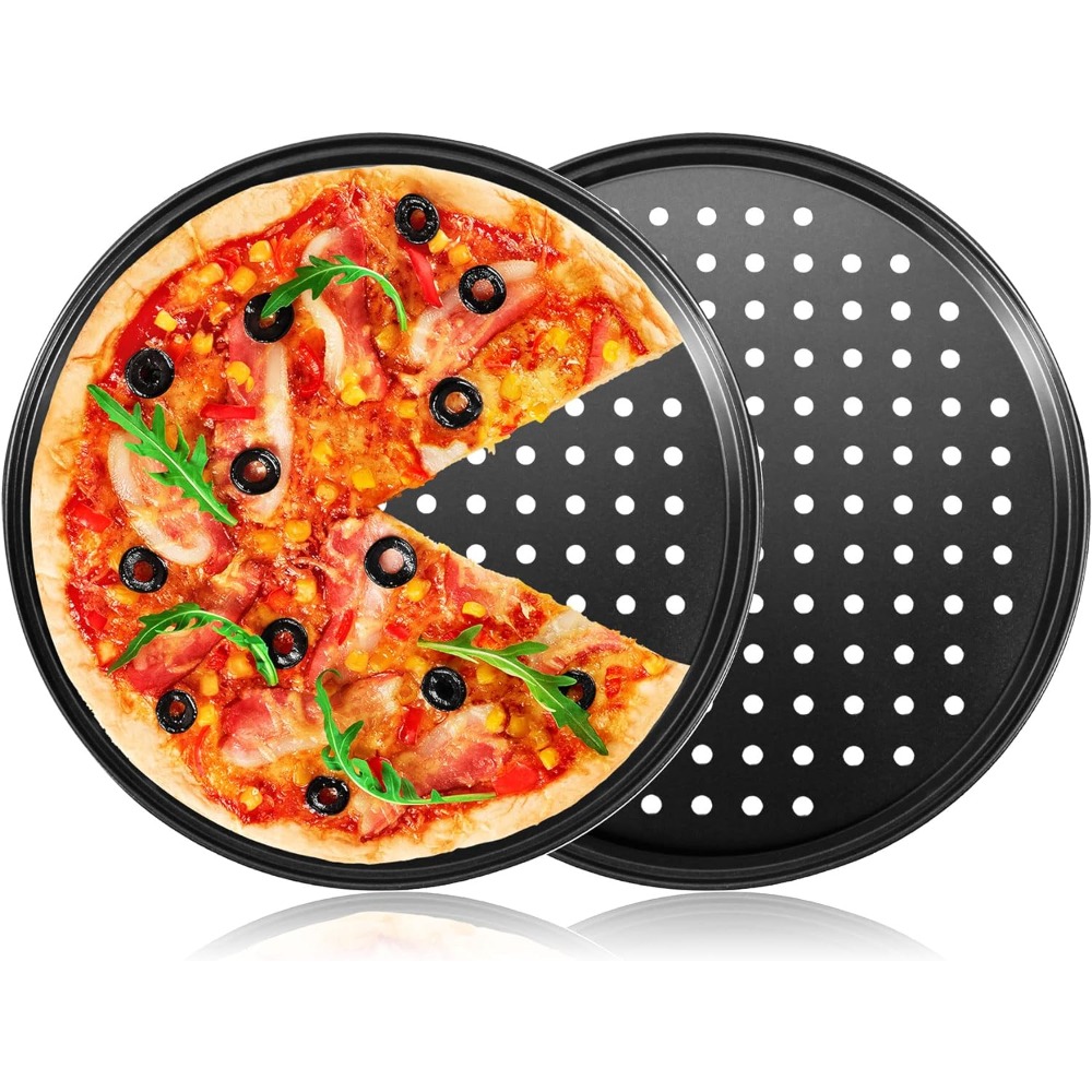 1 stk. pizzaforme til ovn rund pizzapande med huller 28cm pizzabakker til ovnbagning stål pizzaovntilbehør køkkenredskaber