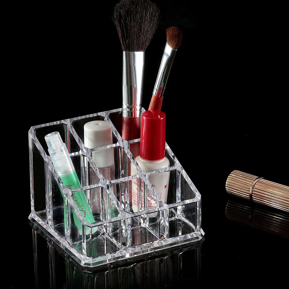 Makeup arrangør opbevaringsboks borelak læbestift negle arrangør kosmetisk smykkeskrin holder gennemsigtig flere gitter akryl