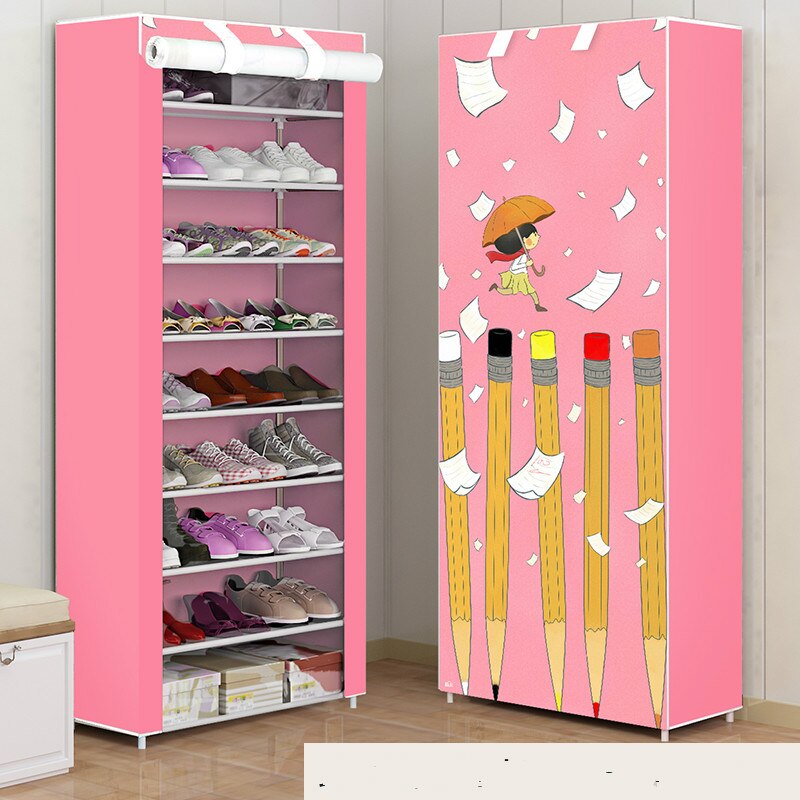 Multi-layer Shoe Rack Dustproof Fabric Assembly Shoe Storage Cabinet Stand Holder Space Save Shoe Organizer Rack pf082711: 10layer-JUMP