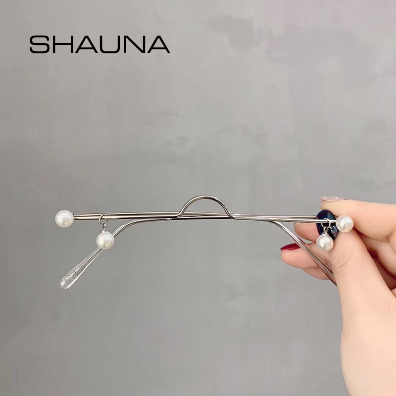SHAUNA Simple colgante de perlas No de la lente de marco de gafas