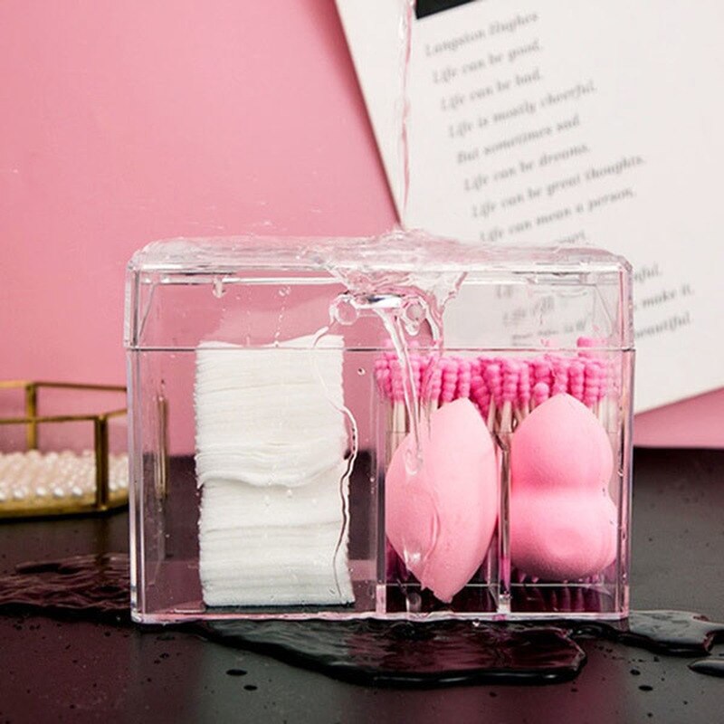 Acrylic Waterproof Storage Box Cotton Swab Pads Dustproof Storage Container Transparent Cosmetic Classification Organizer Case