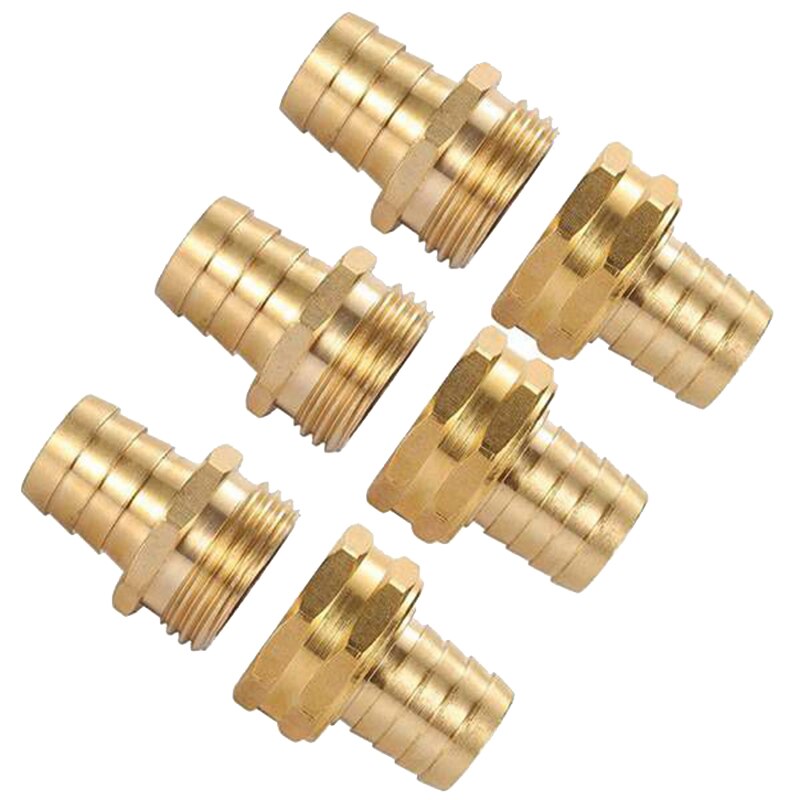 Gardening 5 Pair Brass 3/4 Inch Garden Hose Mender Repair Male Female Connector with Clamps