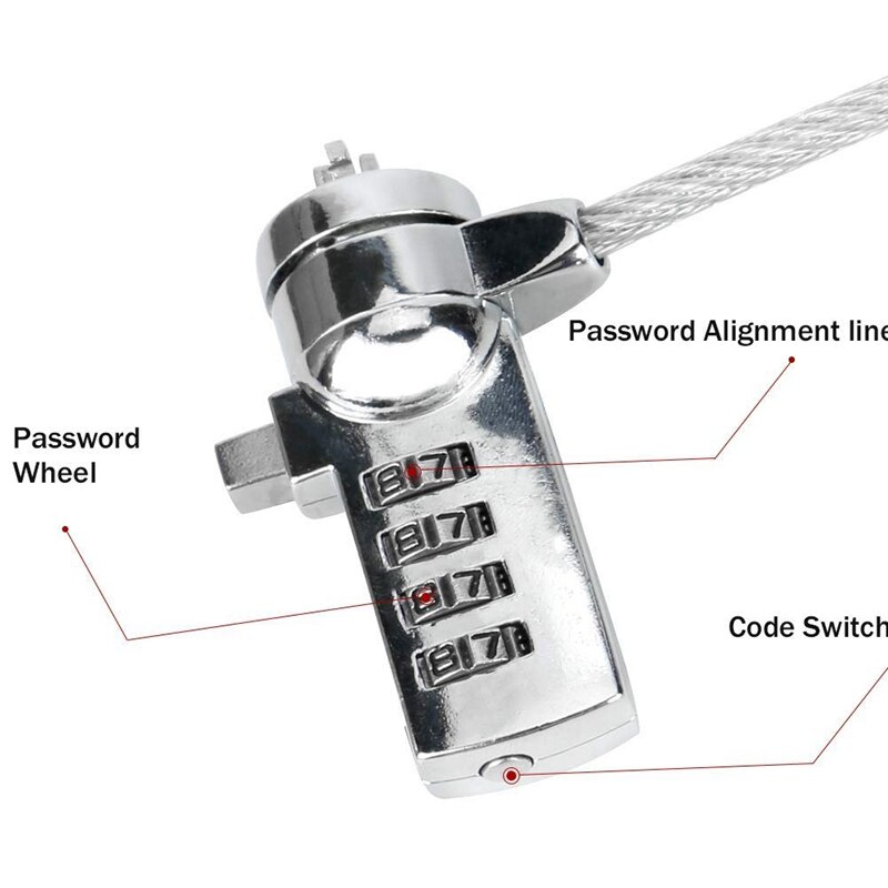4 Digit Password Notebook Laptop Computer Security Lock Cable Chain For Laptop Notebook PC Anti-Theft keyless entry door lock
