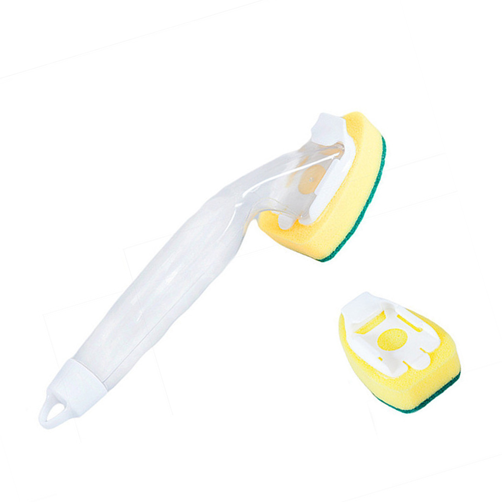 Spazzola per la pulizia del manico lungo del sapone con testina rimovibile Dispenser di sapone in spugna Set di spazzole per il lavaggio dei piatti utensili da cucina