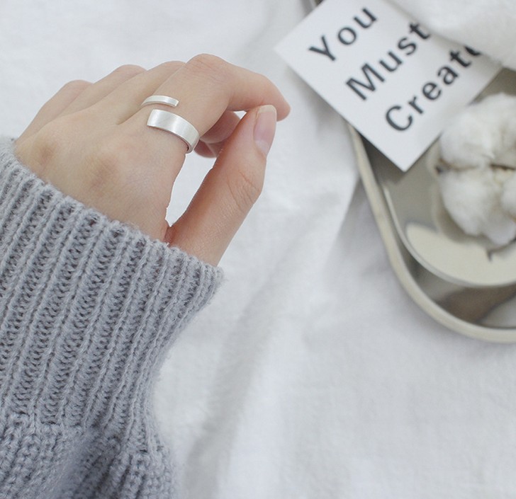 DreamySky Echt 925 Sterling Silber Big Ringe Für Frauen Hochzeit Engagement Schmuck Große Runde Antike Open Finger Ringe Bijoux