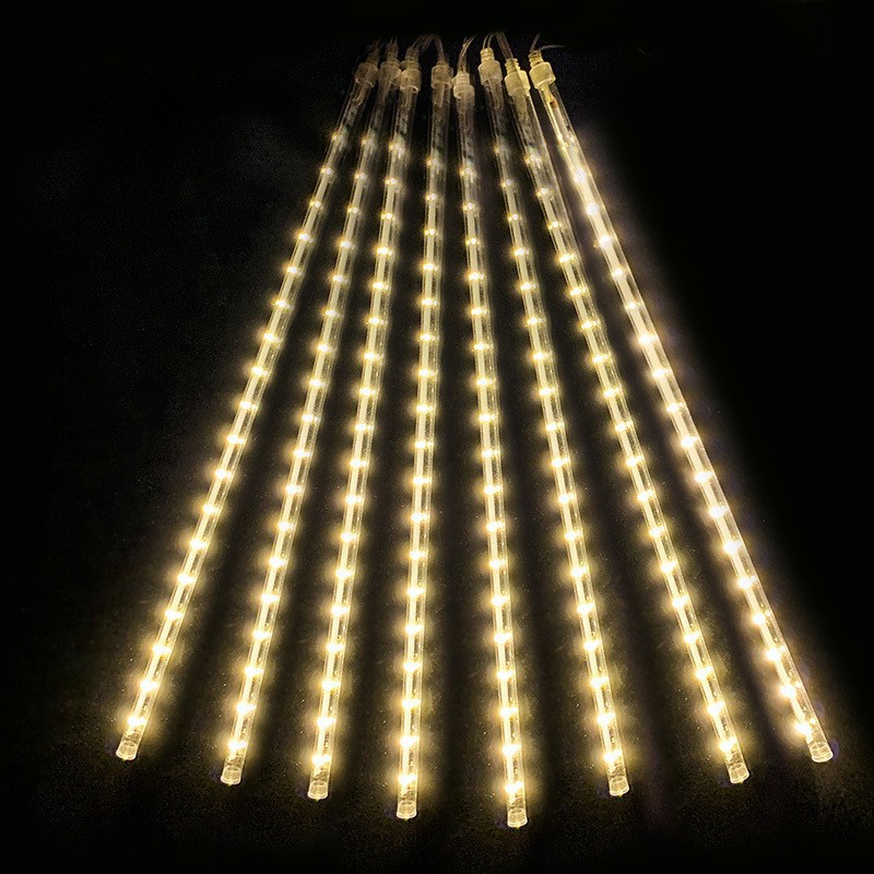 8 Tubes LED Meteor Shower Lights Outdoor Solar Christmas Decoration Light String Fairy Lights Street Garden Yard Decoration: RGB / 350W