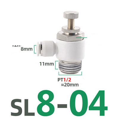 SL pneumatic quick coupling hose 4 6 8 10 12mm M5" 1/8" 1/4" 3/8" 1/2 air speed adjustment control valve acceleration valve: SL-04