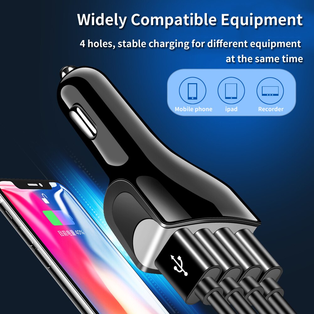 AIXXCO-Adaptador de cargador de teléfono móvil para coche, dispositivo de carga rápida 3.1A, 4 puertos USB, 15W, para iPhone, Xiaomi, Huawei