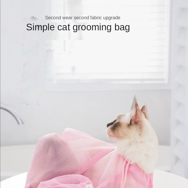 Mesh Cat Grooming Bathing Bag Adjustable Cats Washing Bags For Pet Nail Trimming Injecting Anti Scratch Bite Restraint