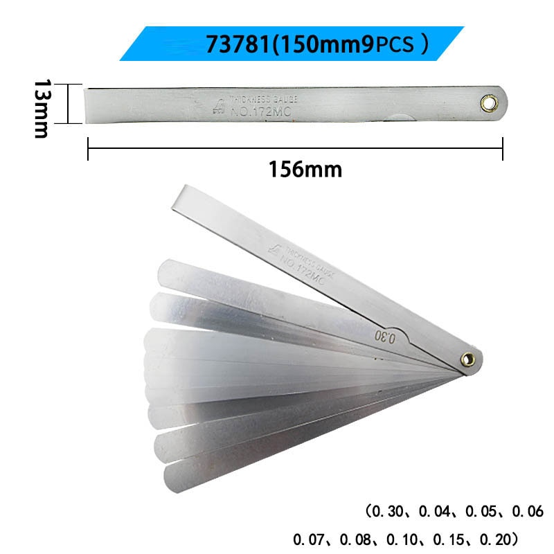 SHINWA Feeler gauge gap ruler stainless steel thick gauge thickness gauge high precision 0.02-1.0mm 65mm 25PCS