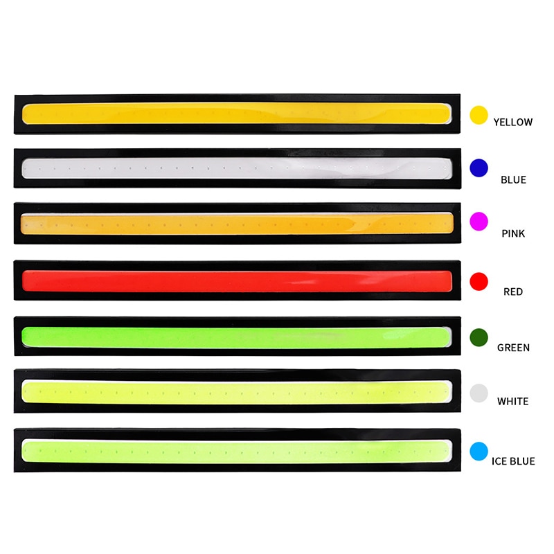 Luz diurna COB para coche, tira de luz LED DRL para coche, luz externa, impermeable, azul, rosa, rojo, verde, ámbar, DRL, 1x17cm