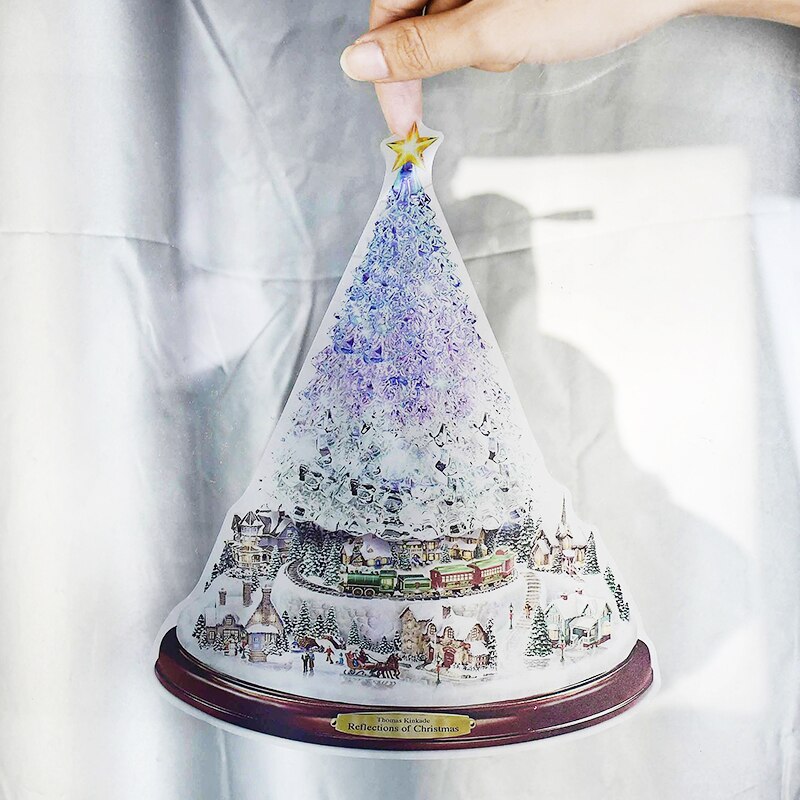 1Pc Christmas Tree Rotating Sculpture Train Decorations DIY Window Paste Stickers Year Home Decals Murals Decoration