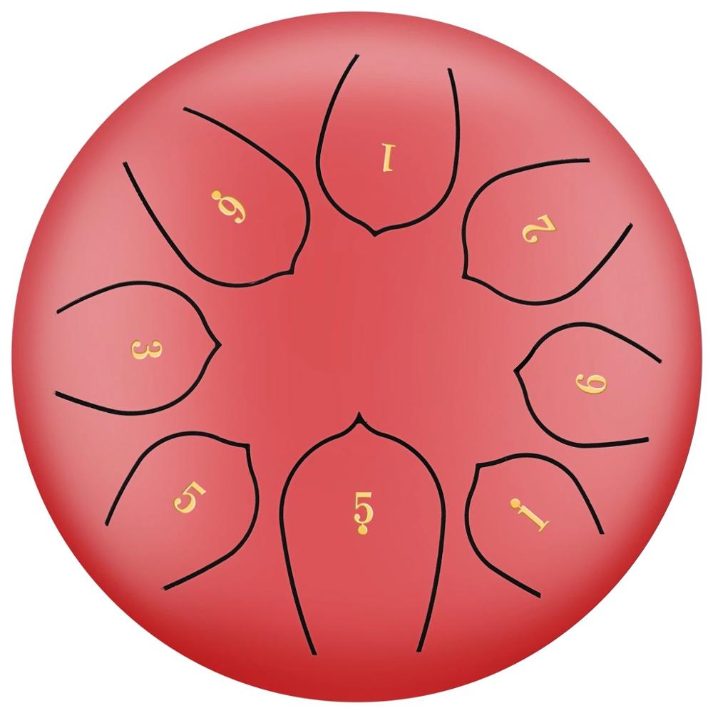 Tongue Drum 6 Inch Steel Tongue Drum 8 Tune Hand Pan Drum Tank With Drumsticks Carrying Bag Percussion Instruments Accessories: Red
