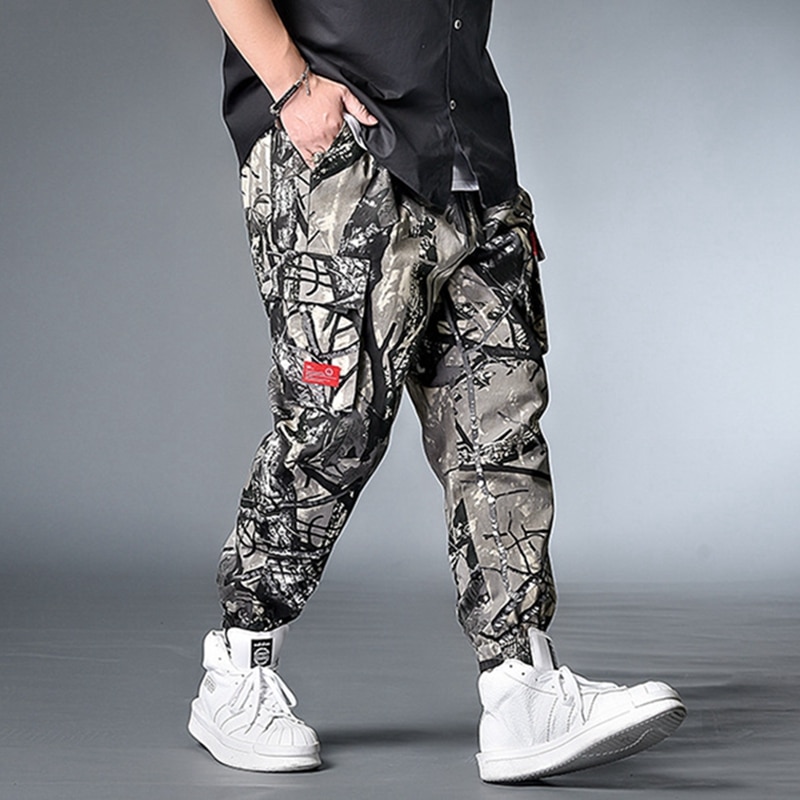 Pantalon de jogging pour hommes grande taille 7XL et 8XL, Streetwear imprimé feuilles, Hip Hop décontracté