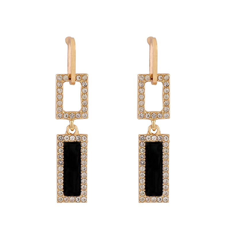 AENSOA Women's Crystal Geometric Earrings Black Resin Maxi Hanging Big Long Earrings For Women Girl Party Jewelry: Long Geometric