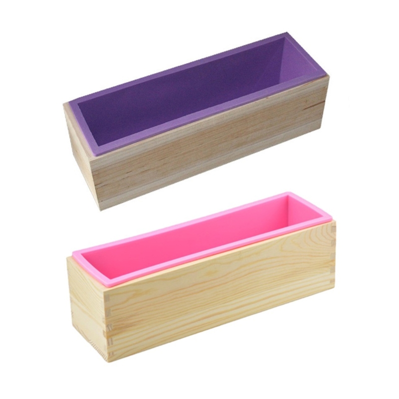 2Pcs Siliconen Zeep Mallen Rechthoekige Houten Zeep Mal Voor Diy Zeep Cake Maken