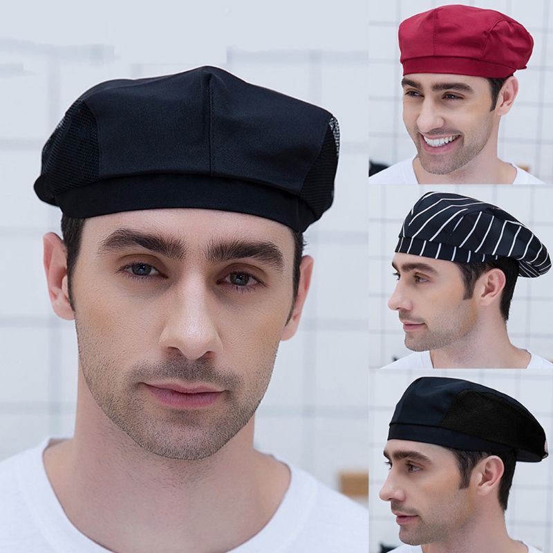 Mens Womens Chef Hat Pastry Baker Kitchen Cook Coffee Shop Duckbill Beret Cap