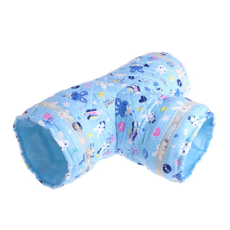 Túnel de juguete para hámster, pequeño nido de cama de 3 vías con dibujos de mascotas para conejos, hurones, conejillos de indias