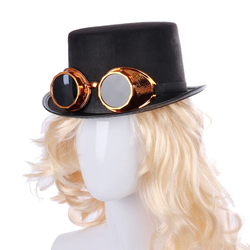 Sombrero gótico Steampunk con gafas desmontables, gorra de carnaval, Halloween, Jazz, X7YA