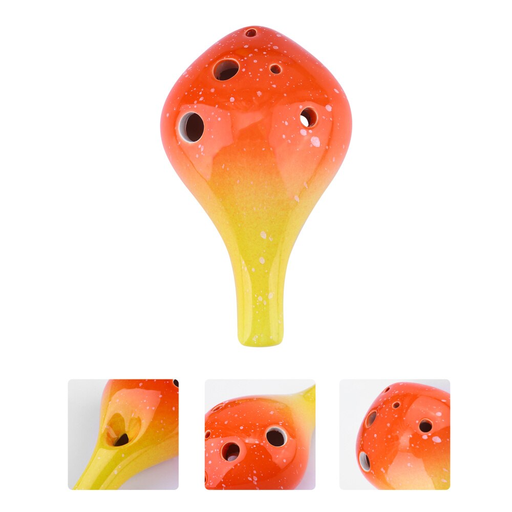 6 Hole Ocarina - Bottle Style Ceramic Ocarina - Beginner Musical Instrument: Orange