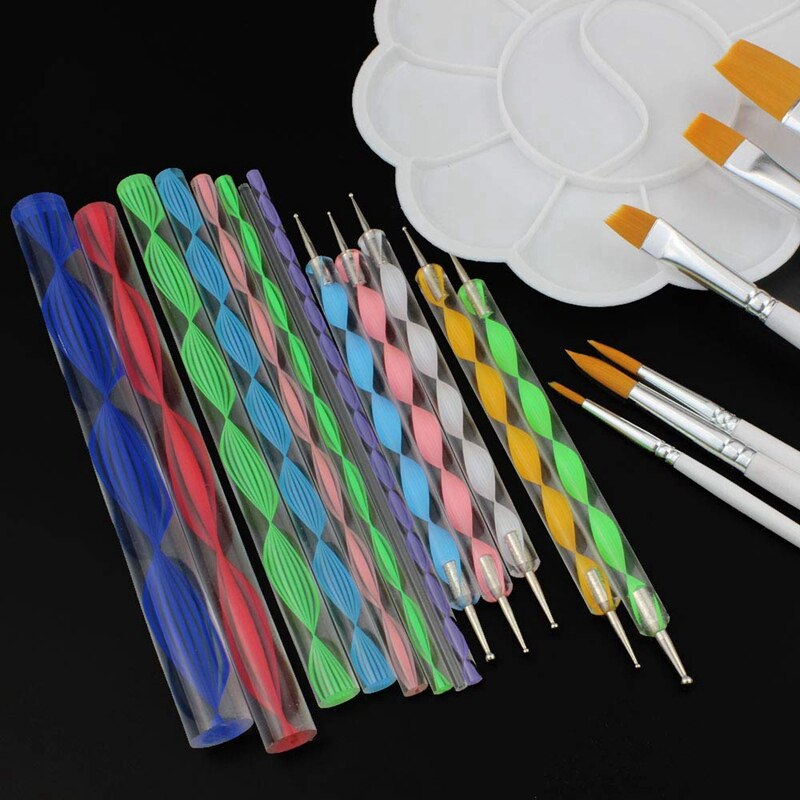 20 Pcs Mandala Rock Dotting Tools Nail Art Painting Tools Set For Art Crafts - 8 X Acrylic Rods, 5 X Double Sided Dotting Pens