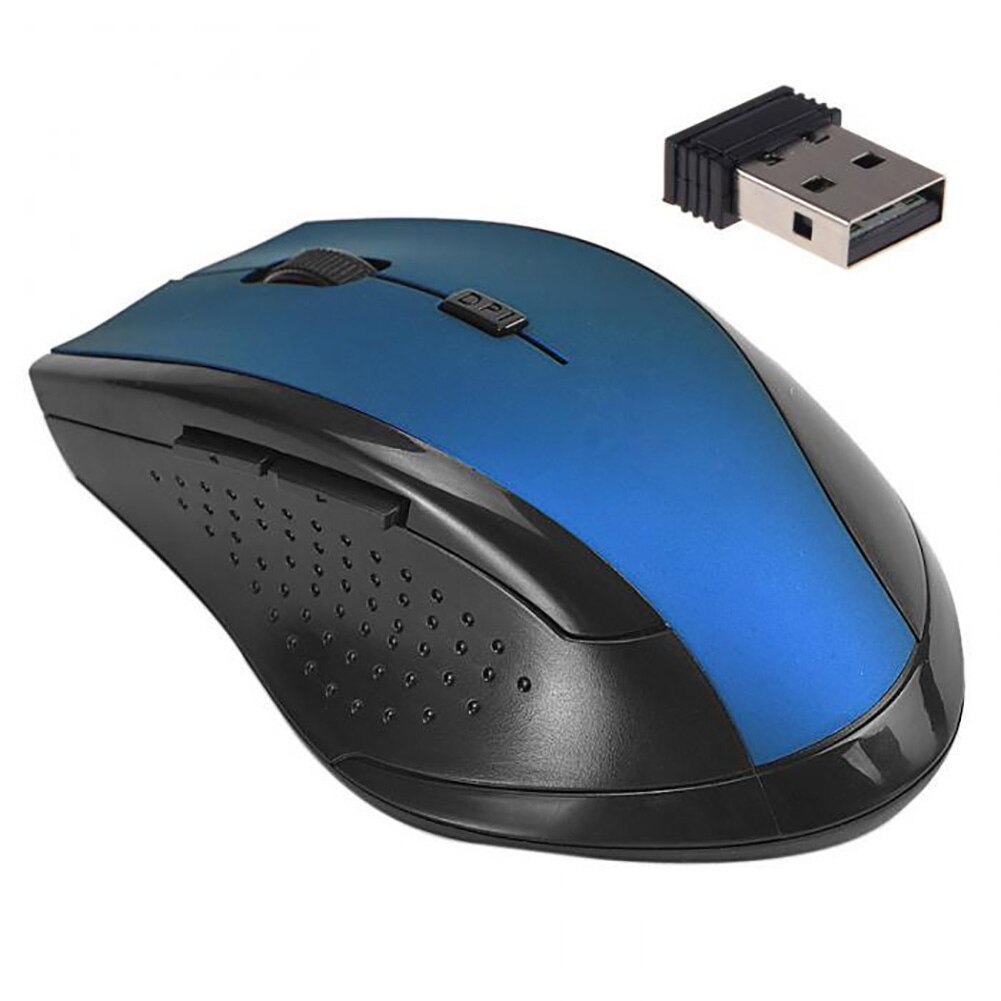 2.4Ghz USB Wireless Mouse 6 Keys 3200DPI Ergonomic Rechargeable Mouse Mice for Computer PC Laptop Mouse Silent Optical Mause: Blue