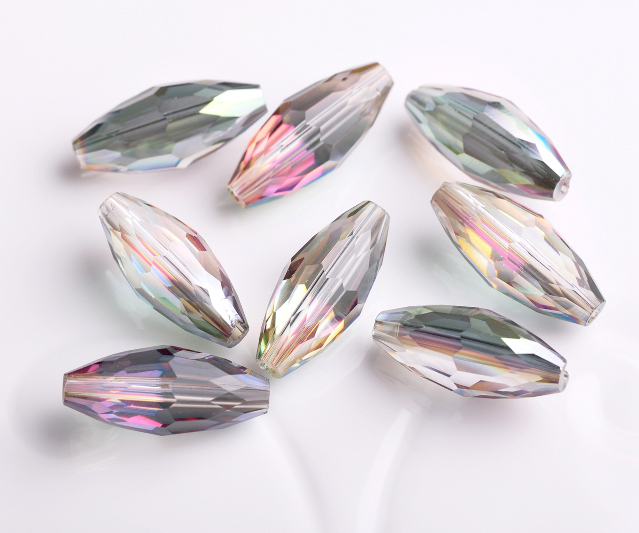 Cuentas artesanales sueltas de cristal de corte facetado de tubo ovalado de 18x8mm para fabricación de joyería DIY: Naranja