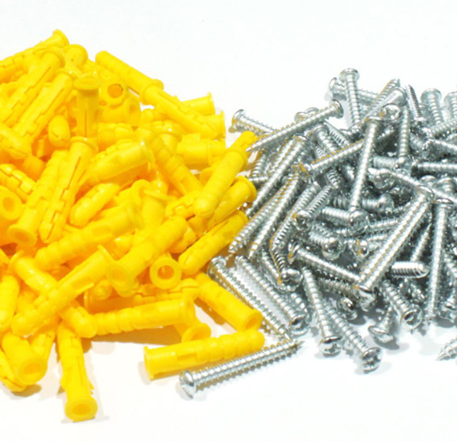 200pcs 6x30mm Drywall Ribbed Plastic Anchors with Screws Kit Plastic Expansion Pipe Wall Plug