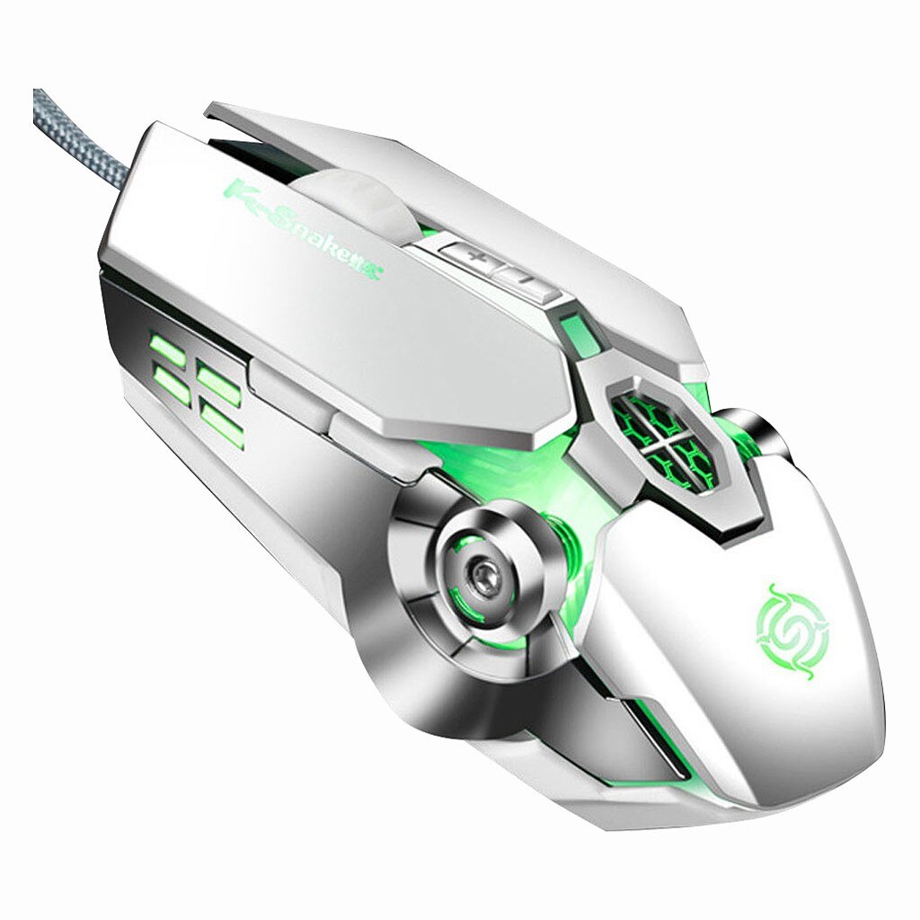 Gaming Mouse 8D 3200DPI Adjustable Wired Optical LED Computer Mice USB Cable Silent Mouse for laptop PC#40: White