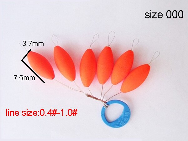 Sedal fluorescente de siete estrellas para pesca, Conector de granos espaciales, Mini flotador ovalado, aparejo para pesca nocturna, accesorio J272, 5 paquetes por lote: size 000 red