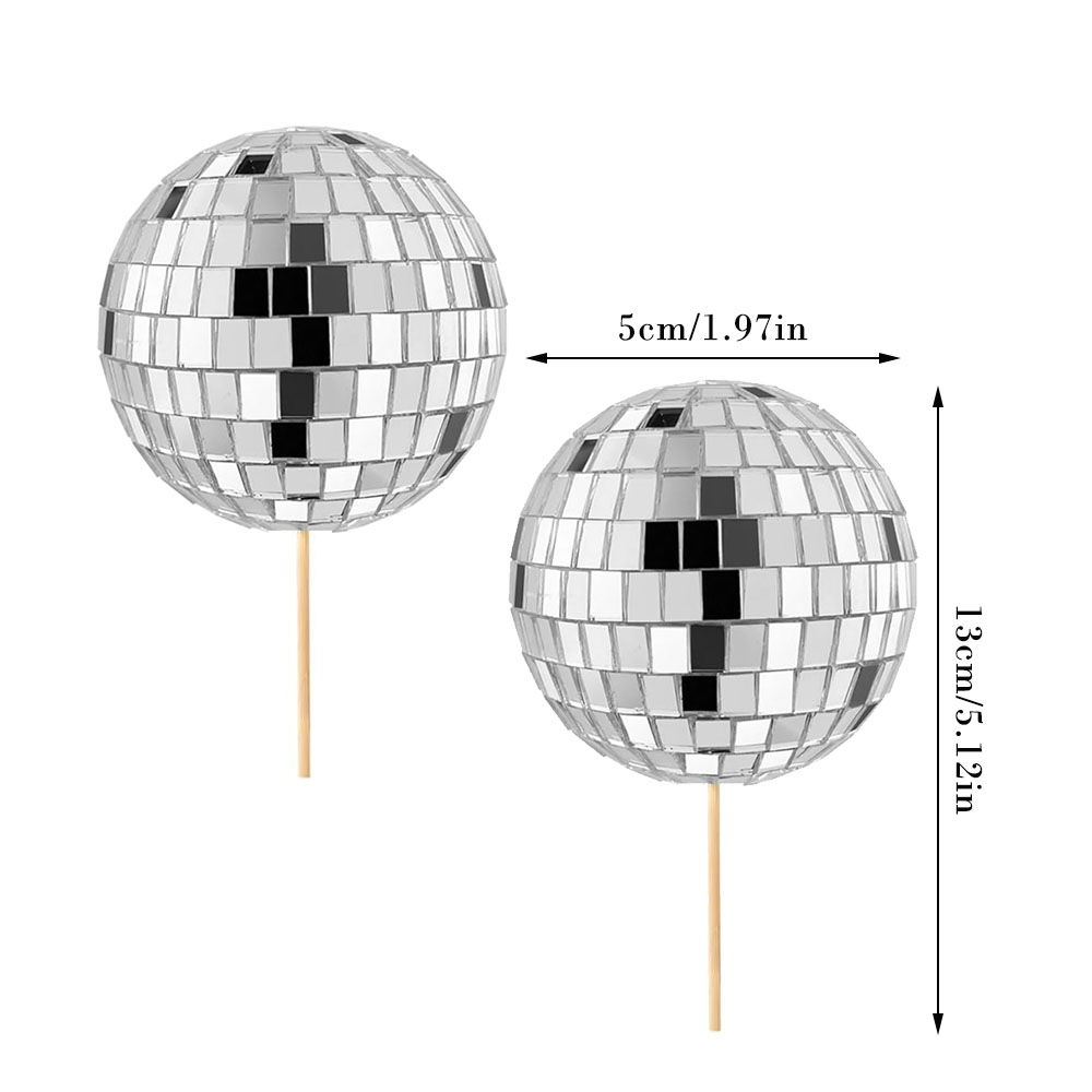 Mirror Ball Cake Decoration Silver Disco Balls Cake Topper Disco 80s Party Cupcake Toppers Wedding Birthday Christmas Supplies: Light Grey