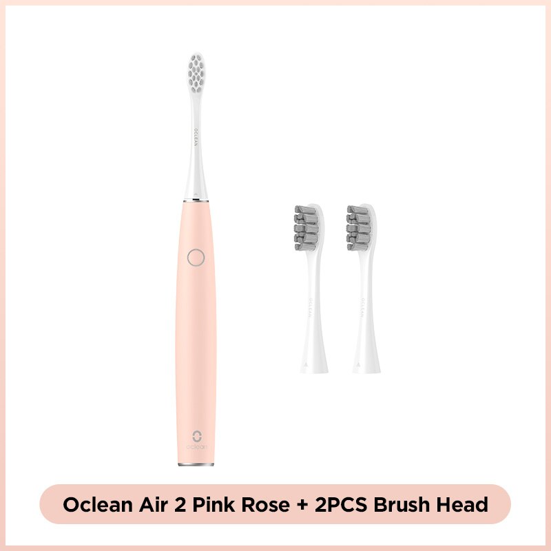 Oclean Air 2 Sonic Electric Toothbrush IPX7 Waterproof Fast Charging 40 days 3 Brushing Modes Quiet Smart Tooth Brush for Adult: Pink add 2 heads