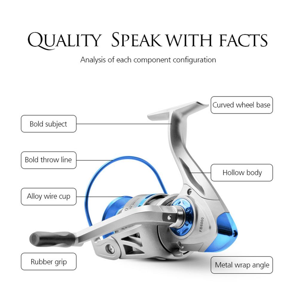 Spinning Reel 12BB+1 Stainless Steel FB 1000 -6000 Series Metal Coil Spool Ice Jigging Fishing Reel