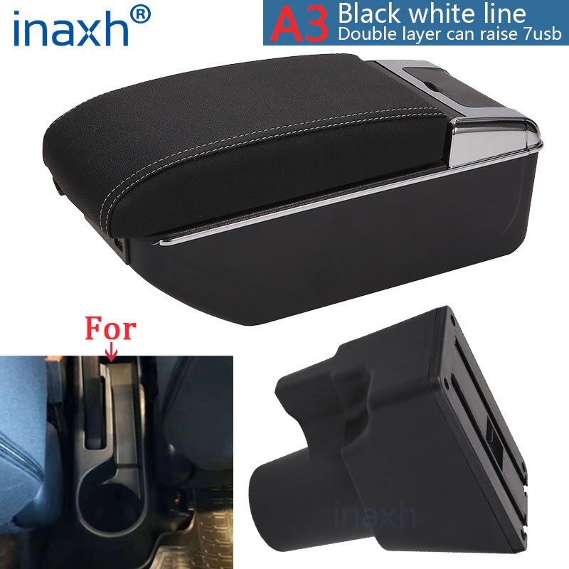 For Kia Picanto Armrest Box Picanto 3X-Line interior Retrofit parts car accessories Storage box car armrest No punching: A3 Black white 7USB
