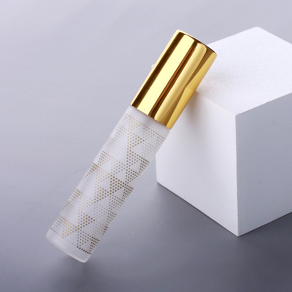 100 Stks/partij 10Ml Blad Patroon Frosted Parfum Fles Glas Verstuiver Aluminium Cap Spray Reizen Flessen: Ivoor