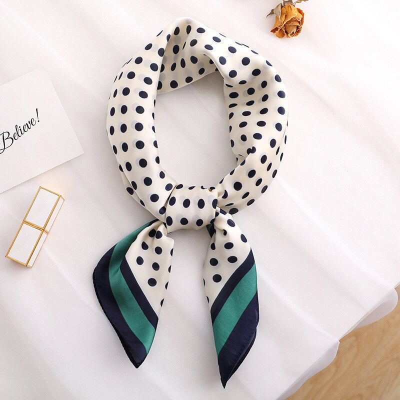 Pricktryckt halsduk siden satin hårscarf för kvinnor små sjalar hårscarfs dam 70*70cm fyrkantiga väskor halsdukar för damer: 15