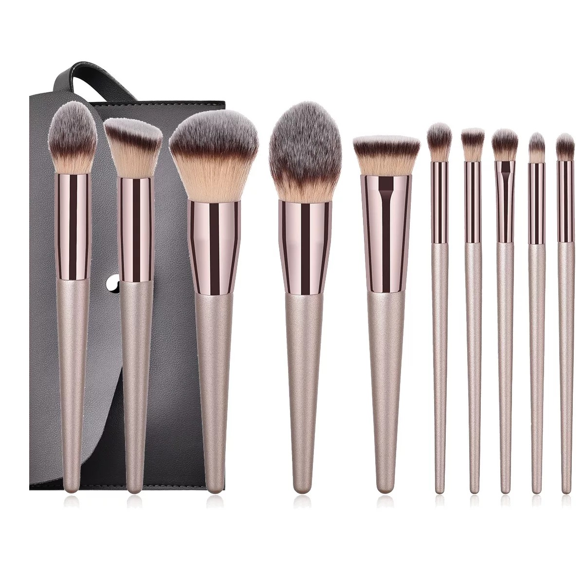 Ensemble de pinceaux de maquillage Champagne pour femmes fond de teint cosmétique poudre Blush fard à paupières Kabuki mélange pinceau de maquillage outils de beauté: Rose